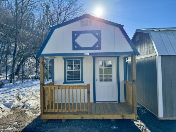 Lofted Barn Cabin Painted White & Smokey Blue