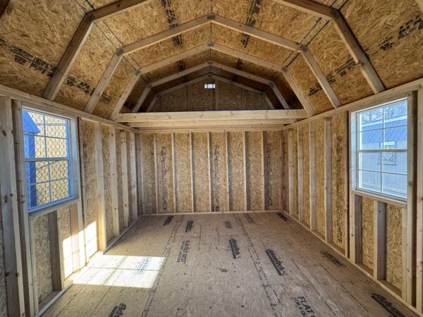 12x20 Lofted Barn Cabin Urethane Stain Chestnut Brown White - Image 4