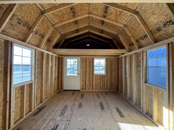 12x20 Lofted Barn Cabin Urethane Stain Chestnut Brown White - Image 5