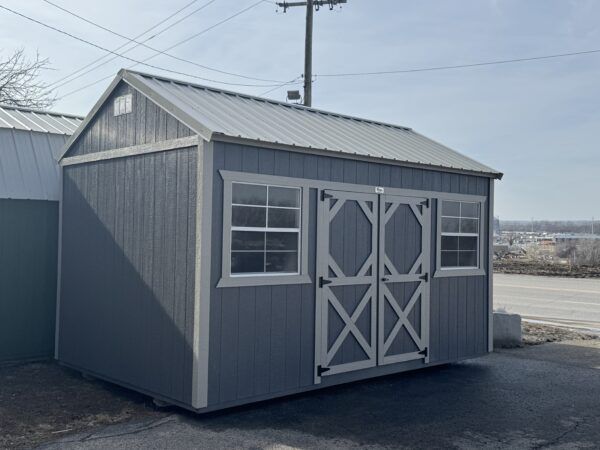 10x16 Side Lofted Utility Painted Dark Gray & Light Gray