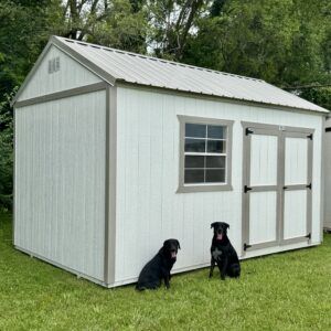 10x16 Red and Light Gray Side Lofted Barn